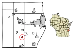 Location of Adell in Sheboygan County, Wisconsin.