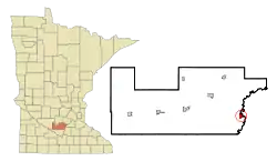 Location of Hendersonwithin Sibley County, Minnesota