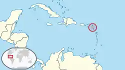 Location of Sint Eustatius (circled in red)in the Caribbean