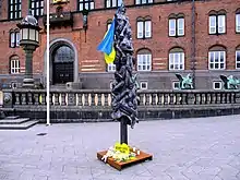 Pillar of Shame sculpture dedicated to the 2022 Russian invasion of Ukraine