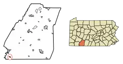 Location of Addison in Somerset County, Pennsylvania.