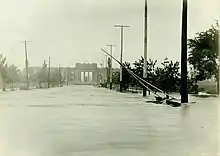 A flooded roadway