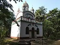 Iswarpur: Pancha ratna on a flat roof Sridharjiu temple.