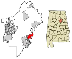 Location of Riverside in St. Clair County, Alabama.