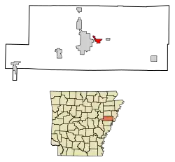 Location of Madison in St. Francis County, Arkansas.