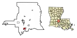Location of Sunset in St. Landry Parish, Louisiana.