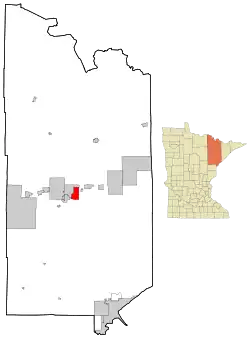 Location of the city of Gilbertwithin Saint Louis County, Minnesota