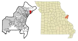 Location of Bellefontaine Neighbors, Missouri