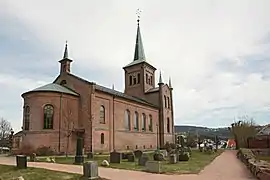 Svelvik church [no] is a long church from 1859 with seating for 450.