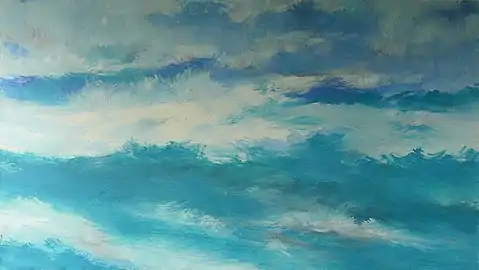 "The Sea IV" 2012, oil on canvas, 101 × 182 cm, painted in Vanuatu