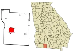 Location in Thomas County and the state of Georgia