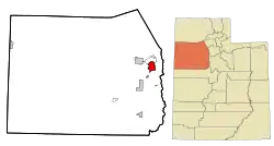 Location in Tooele County and the state of Utah