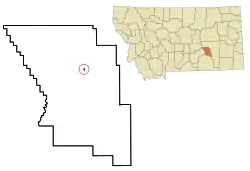 Location of Hysham, Montana