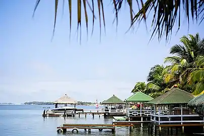 Tropical climatic Lagoons and Vacation Holiday resorts in Dodi Island on the Volta Lake.