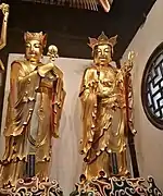Jade Buddha Temple (Shanghai, China) - Statues of Chandra (Yuètiān) on the left and Puti Shushen on the right.