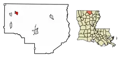 Location of Spearsville in Union Parish, Louisiana.
