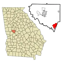 Location in Upson County and the state of Georgia