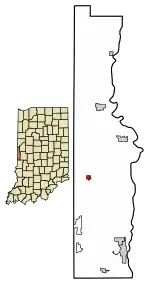 Location of Dana in Vermillion County, Indiana.