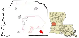 Location in Vernon Parish and the state of Louisiana.