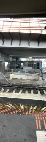 Vertical Panoramic visual of Platform 1 Narre Warren station during the Big Build level crossing removal project during the Victoria's Big Build's Level Crossing Removal Project.