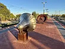 Two large bells on the station's platform