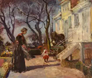 Viggo Pedersen: An Early Spring Day. From the Garden at Karlsberg, Hillerød