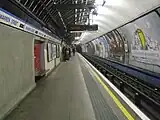 Victoria line northbound platform looking north, July 2008. After a few years, the station was renovated