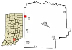 Location of Saltillo in Washington County, Indiana.