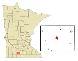 Location of St. Jameswithin Watonwan County and state of Minnesota