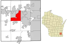 Location in Waukesha County and the state of Wisconsin.