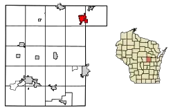 Location of Clintonville in Waupaca County, Wisconsin.