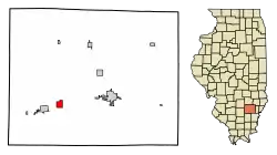 Location of Sims in Wayne County, Illinois.