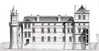 West facade of the Lescot Wing c. 1560, elevation drawing by architect Henri Legrand (1868) based on historical documents