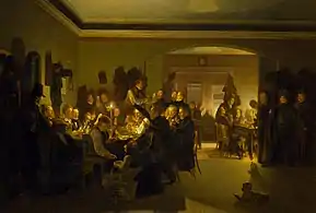 Artist in the Evening at Finck's Coffee House in Munich, 1832 (Thorvaldsens Museum). Bendz is seen second from the right