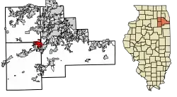 Location of Minooka in Will County, Illinois