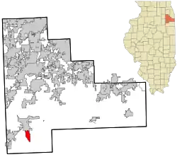 Location in Will County and the state of Illinois.