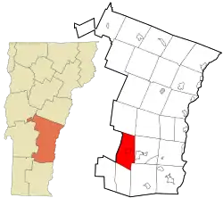 Location in Windsor County and the state of Vermont.