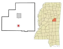 Location of Noxapater, Mississippi