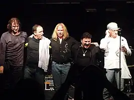 Yoso in 2010. From left to right: Billy Sherwood, Scott Connor, Johnny Bruhns, Bobby Kimball, Tony Kaye