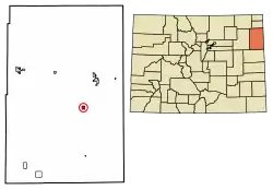 Location of the Vernon CDP in Yuma County, Colorado.