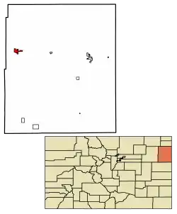 Location of the City of Yuma in Yuma County, Colorado.