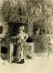 The Kitchen of the Artists' Inn, in Anseremme (no date) etching (19.05 x 13.81 cm) Los Angeles County Museum of Art