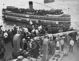 Former vehicular ferry, Kalang, was converted to a showboat following the opening of the Sydney Harbour Bridge.